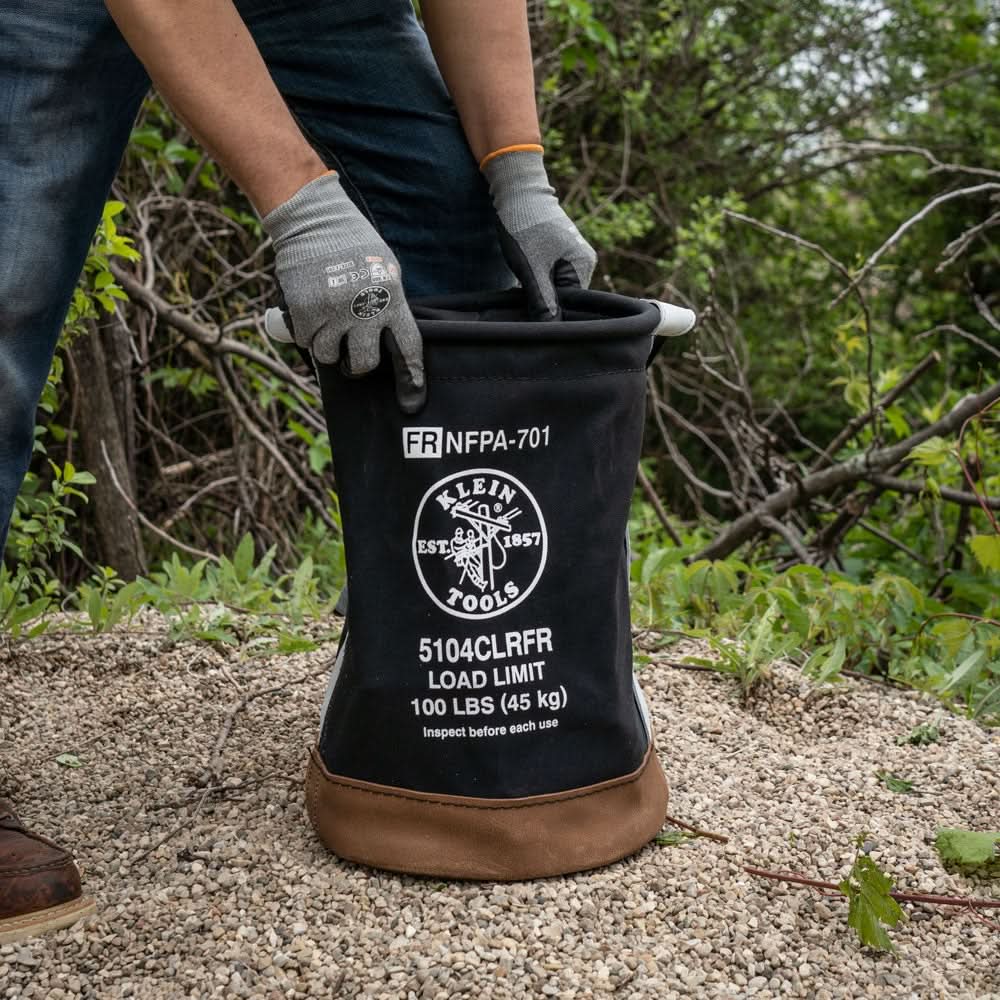 Klein 5104CLRFR Flame-Resistant Top-Closing 12-in. Canvas Bucket