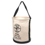 Klein Tools 5109P Canvas Bucket, Wide Straight-Wall with Pocket, Molded Bottom, 12-Inch
