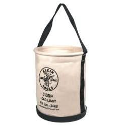 Klein Tools 5109P Canvas Bucket, Wide Straight-Wall with Pocket, Molded Bottom, 12-Inch