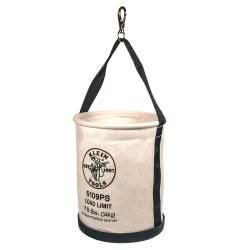 Klein Tools 5109P Canvas Bucket, Wide Straight-Wall with Pocket, Molded Bottom, 12-Inch