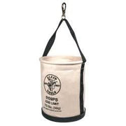 Klein Tools 5109PS Canvas Bucket, Wide Straight-Wall with Pocket, Swivel Snap, 12-Inch