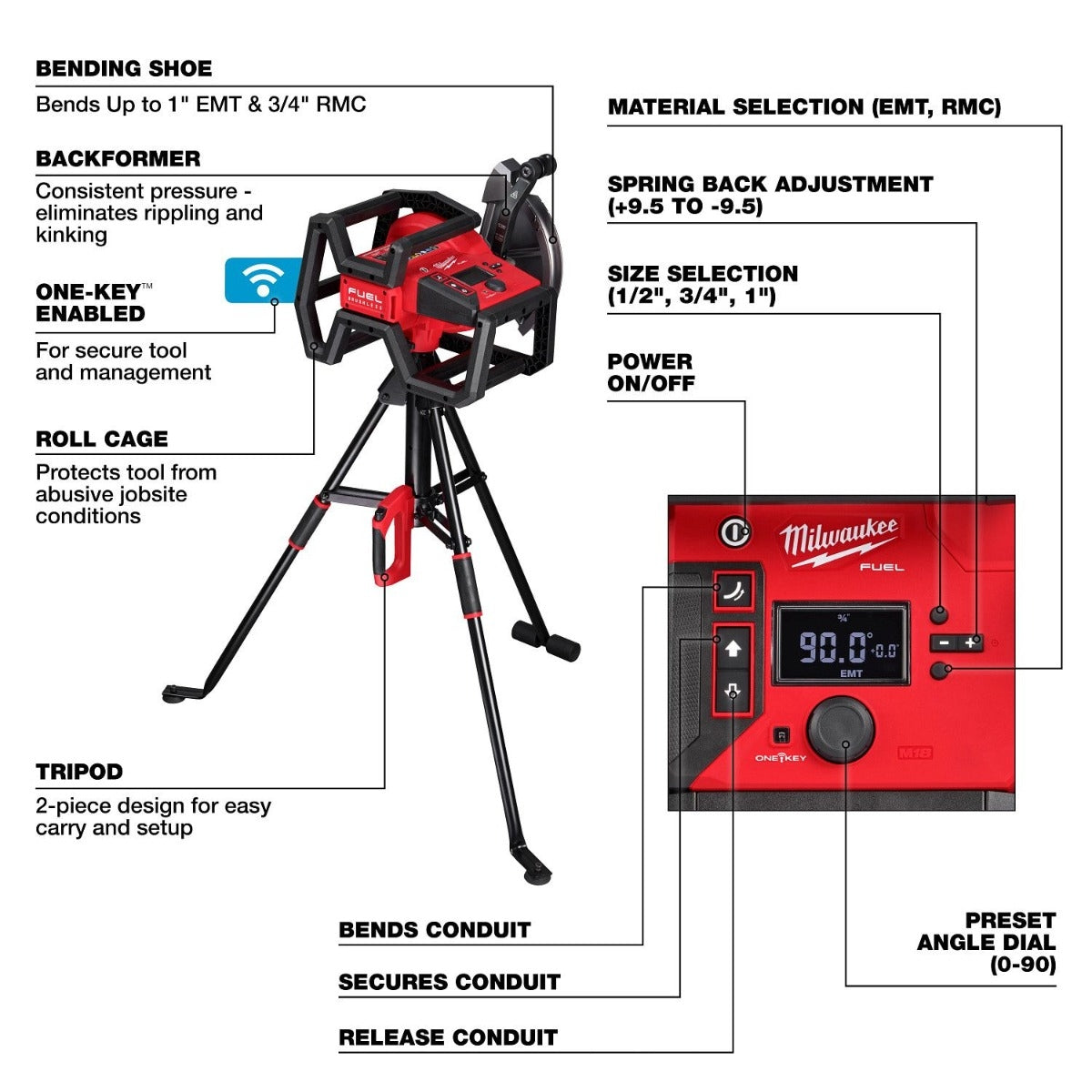 Milwaukee 5150-20 M18 FUEL Branch Conduit Bender w/ Auto-Zero, Tool Only