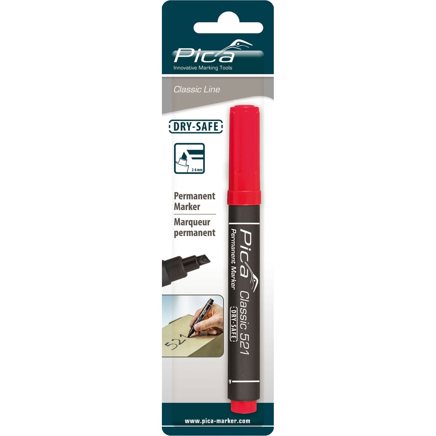 Pica 521/40/SB Red Permanent Marker, 1-Pack