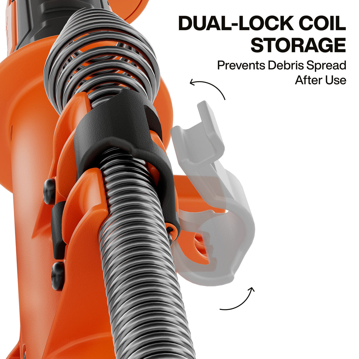 Klein Tools 53018 toilet auger dual-lock coil storage clipping the coil after use