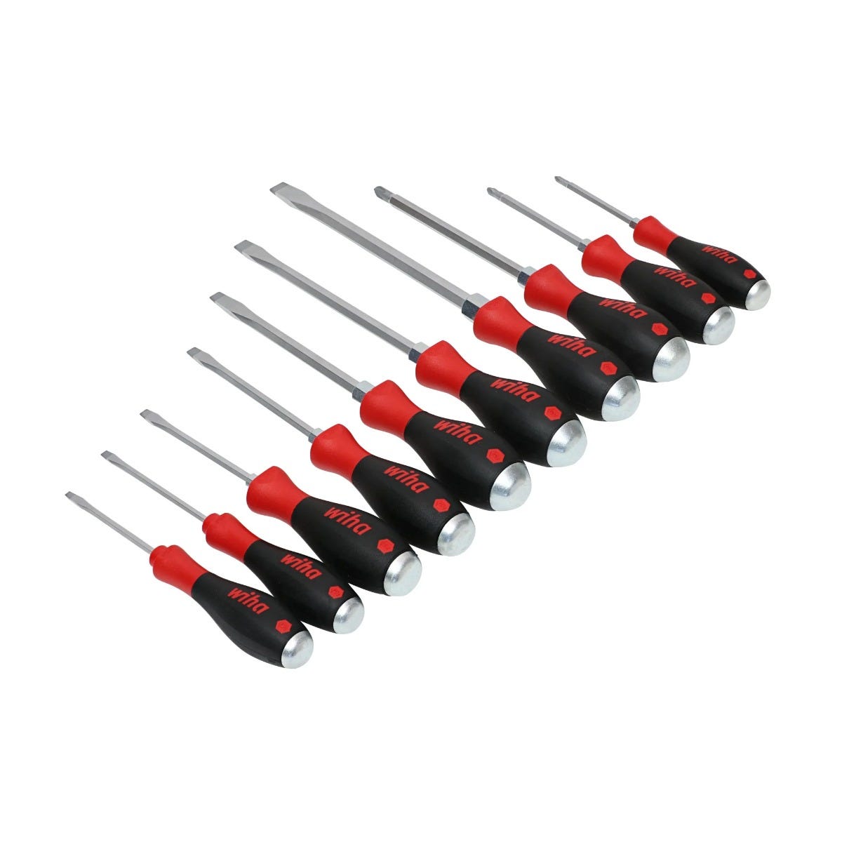 Wiha 53180 10-Piece SoftFinish Extra Heavy-Duty Cushion Grip Screwdriver Set