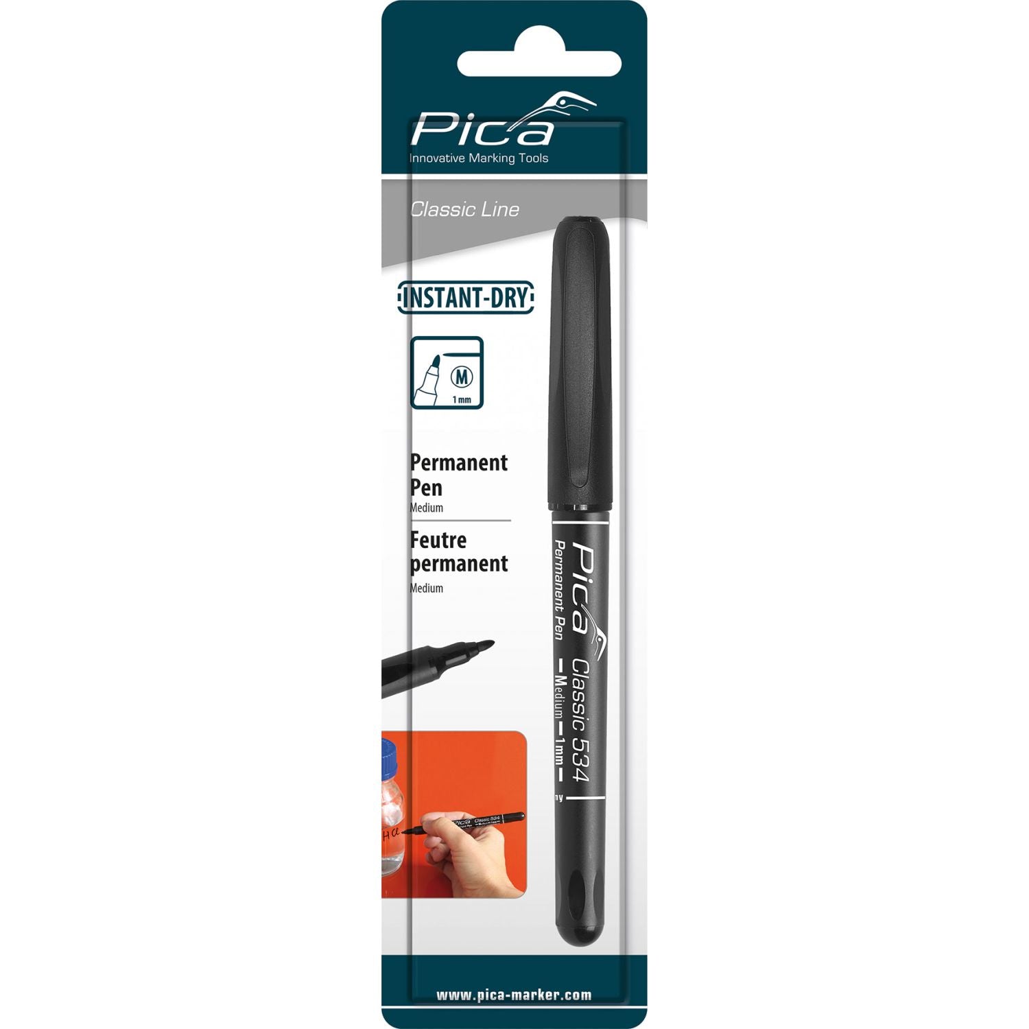 Pica 534/46/SB Medium Black Permanent Pen, 1.0mm