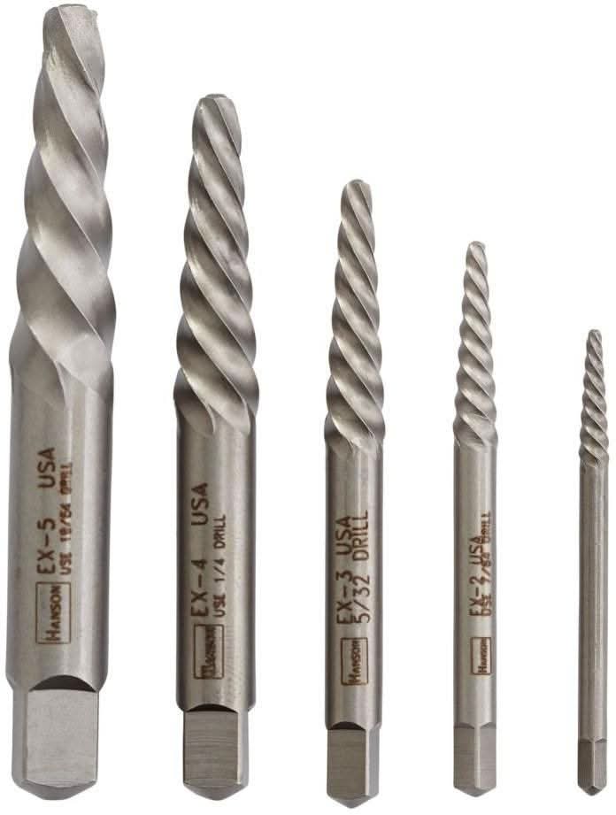 Irwin 53535 HANSON Spiral Screw Extractor EX-1 - EX-5 5-Piece Set