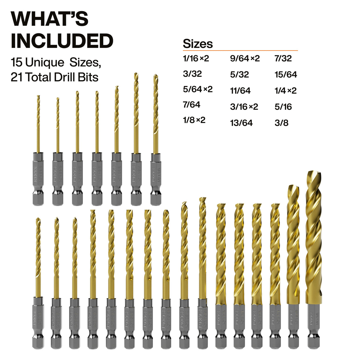 Klein Titanium Drill Bit Set, 21 Pieces (53621) feature detail