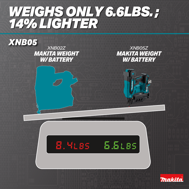 Makita XNB05Z 18V LXT Brushless Cordless 2-1/2-in. Straight 16-Gauge Finish Nailer, Tool Only
