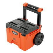 Klein Tools 54100MBX MODbox rolling toolbox in orange with telescoping handle and 10-inch wheels