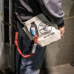 Klein Tools 5416TBR Tool Pouch, Bolt Retention Pouch, Canvas, Tunnel Connect, 5x10x9-Inch