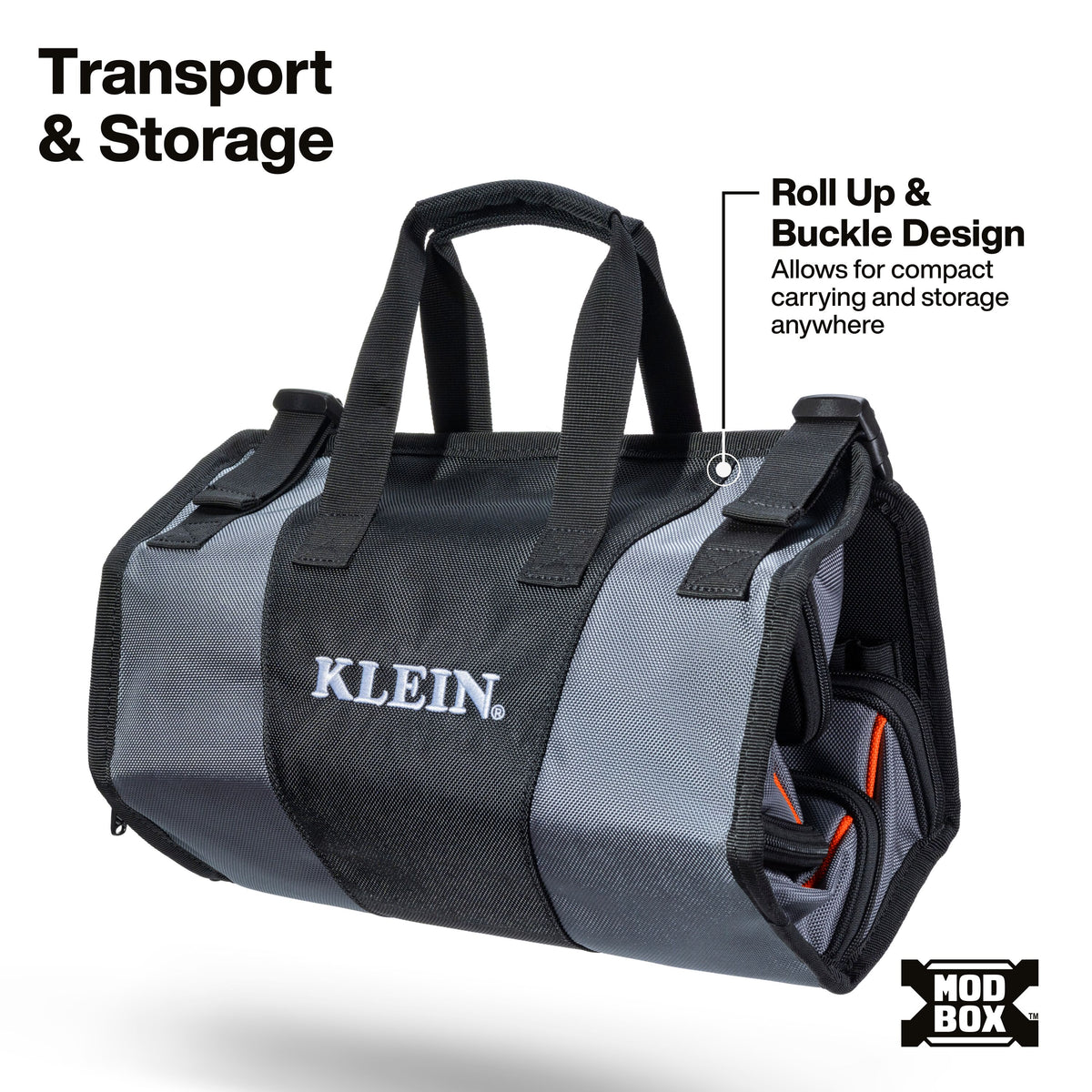 Klein Tools 54309MB MODbox roll up pouch clip-on attachment for MODbox utility cart side rails