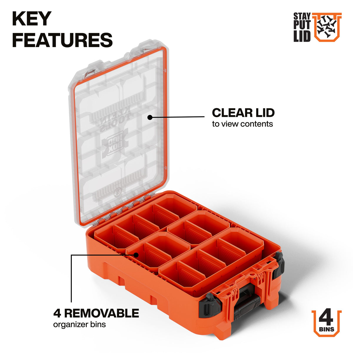 Klein Tools 54500MBX clear impact-resistant lid for instant visibility