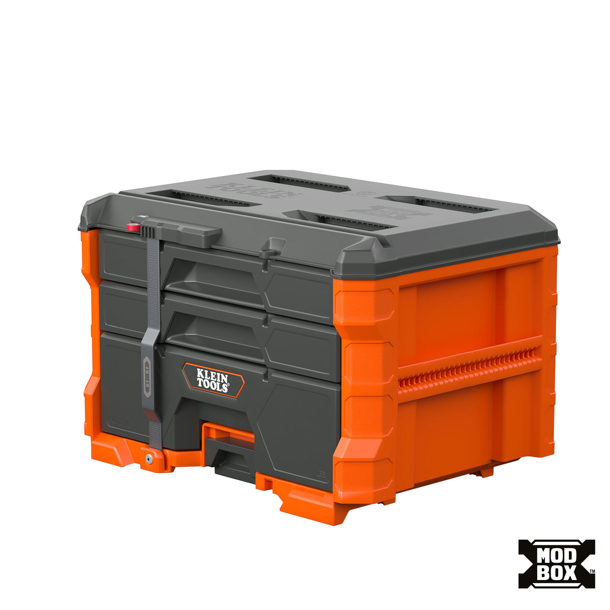 Klein Tools 54723MB MODbox multi-depth three-drawer toolbox in orange and gray