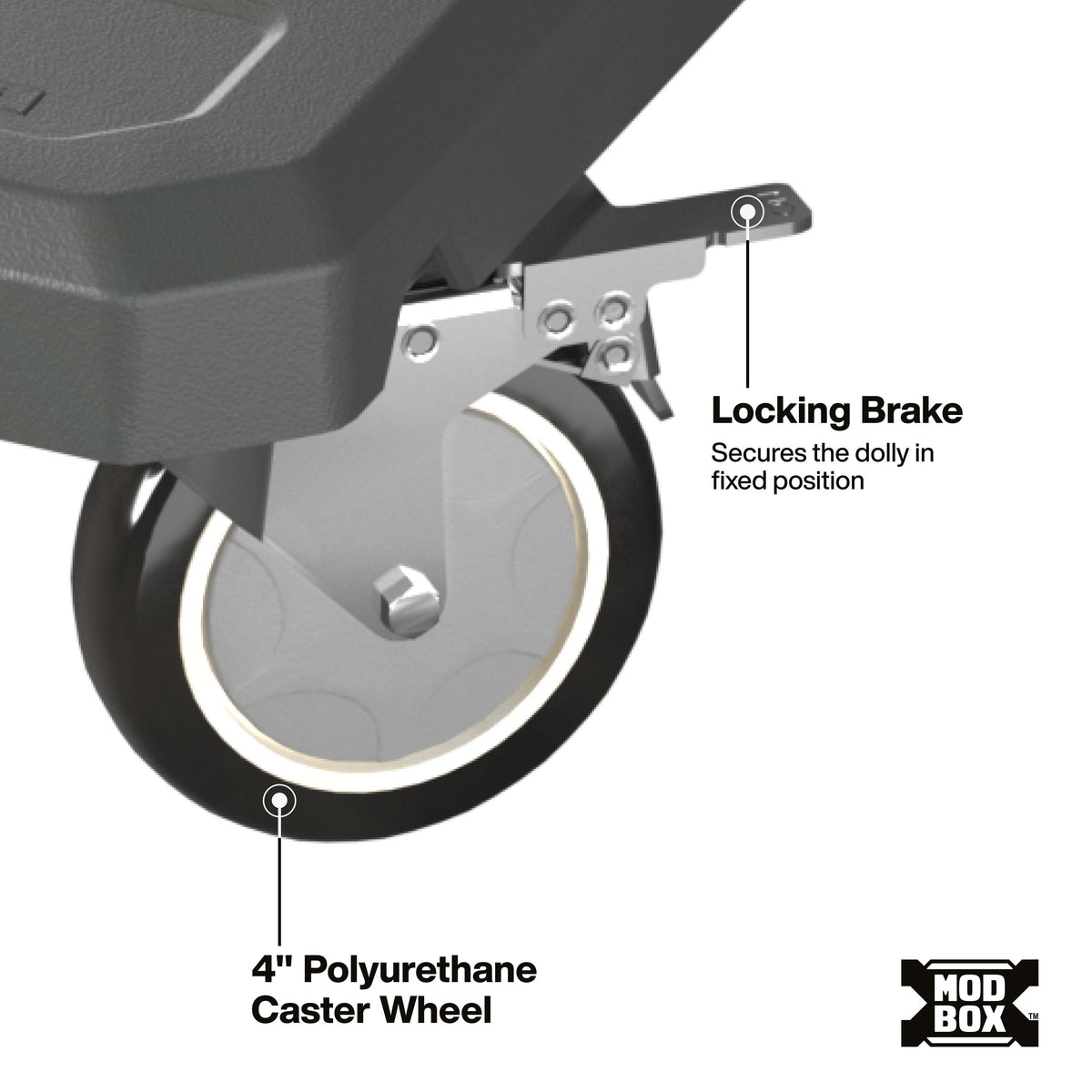 Klein Tools 54828MB MODbox dolly inboard and outboard wheel positions