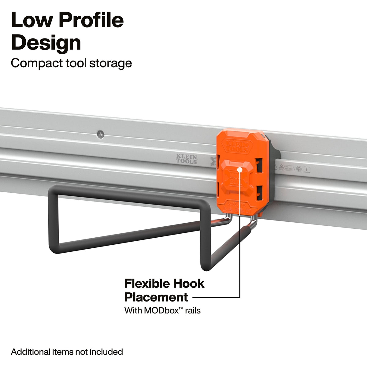 Klein Tools 54853MB MODbox XL hook holding a ladder on the wall
