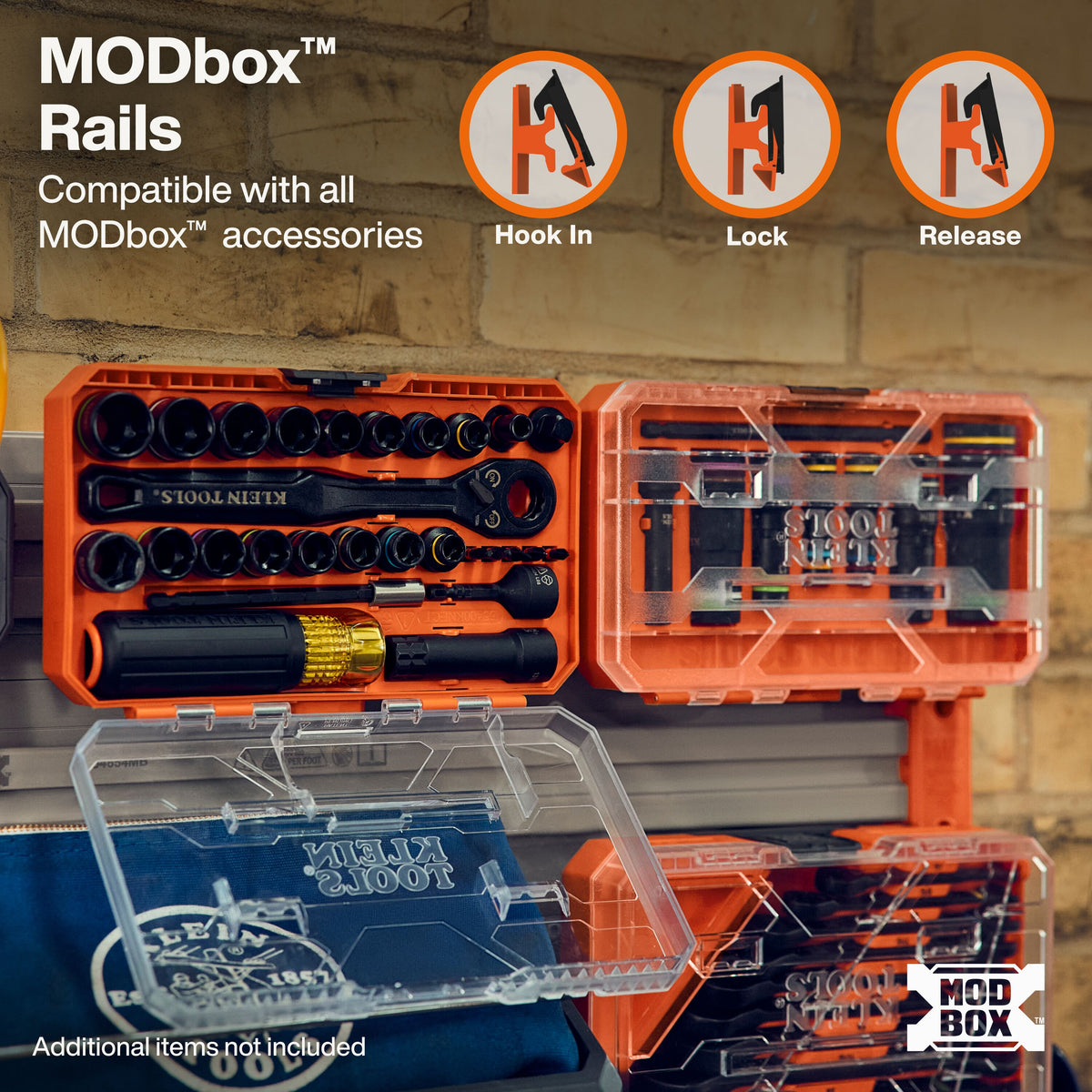 Klein Tools MODbox Wall System 32-Inch Panel 2-Pack (54854MB) modular interlocking panel design for a flexible wall layout