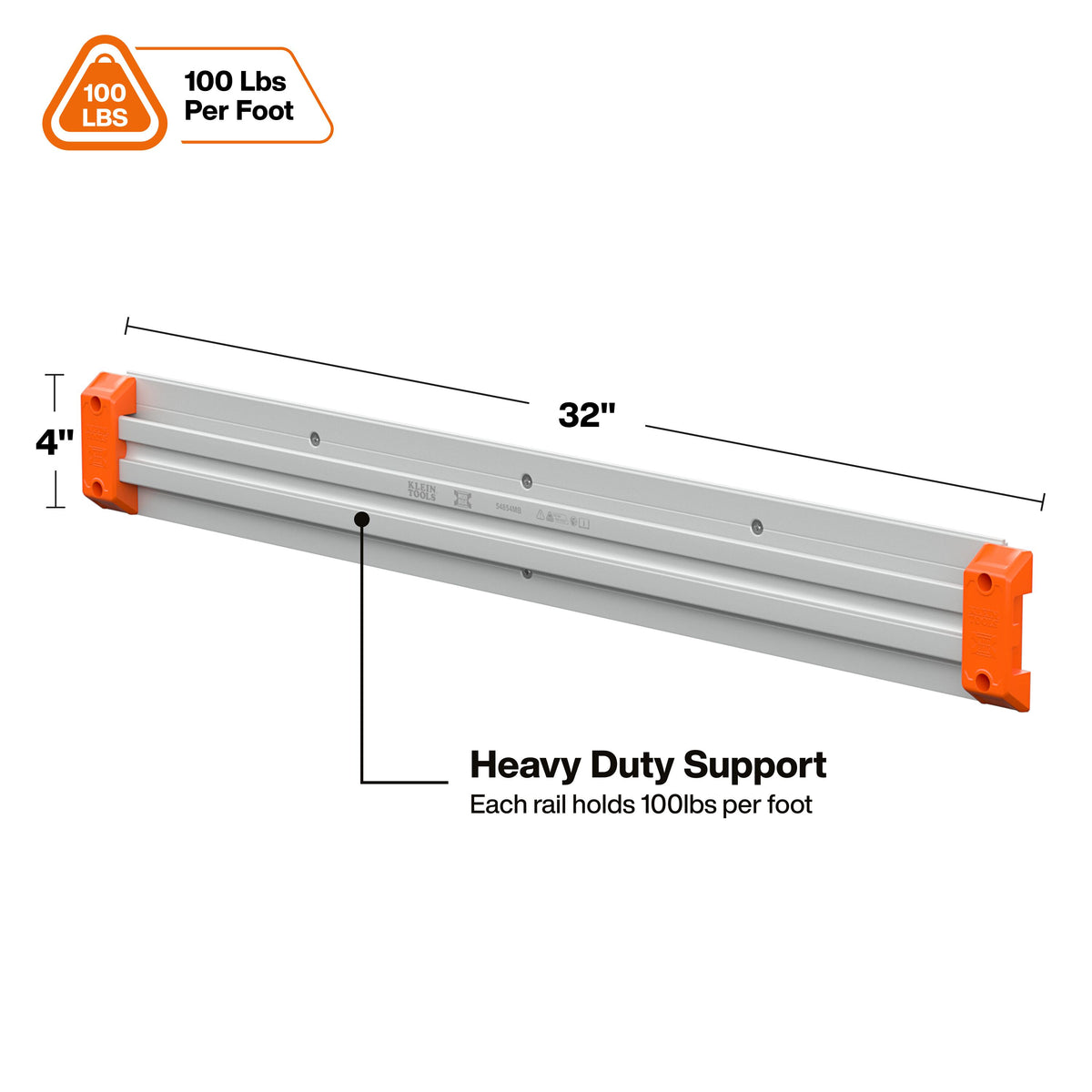 Klein Tools MODbox Wall System 32-Inch Panel 2-Pack (54854MB) full-rail-width design for MODbox attachments