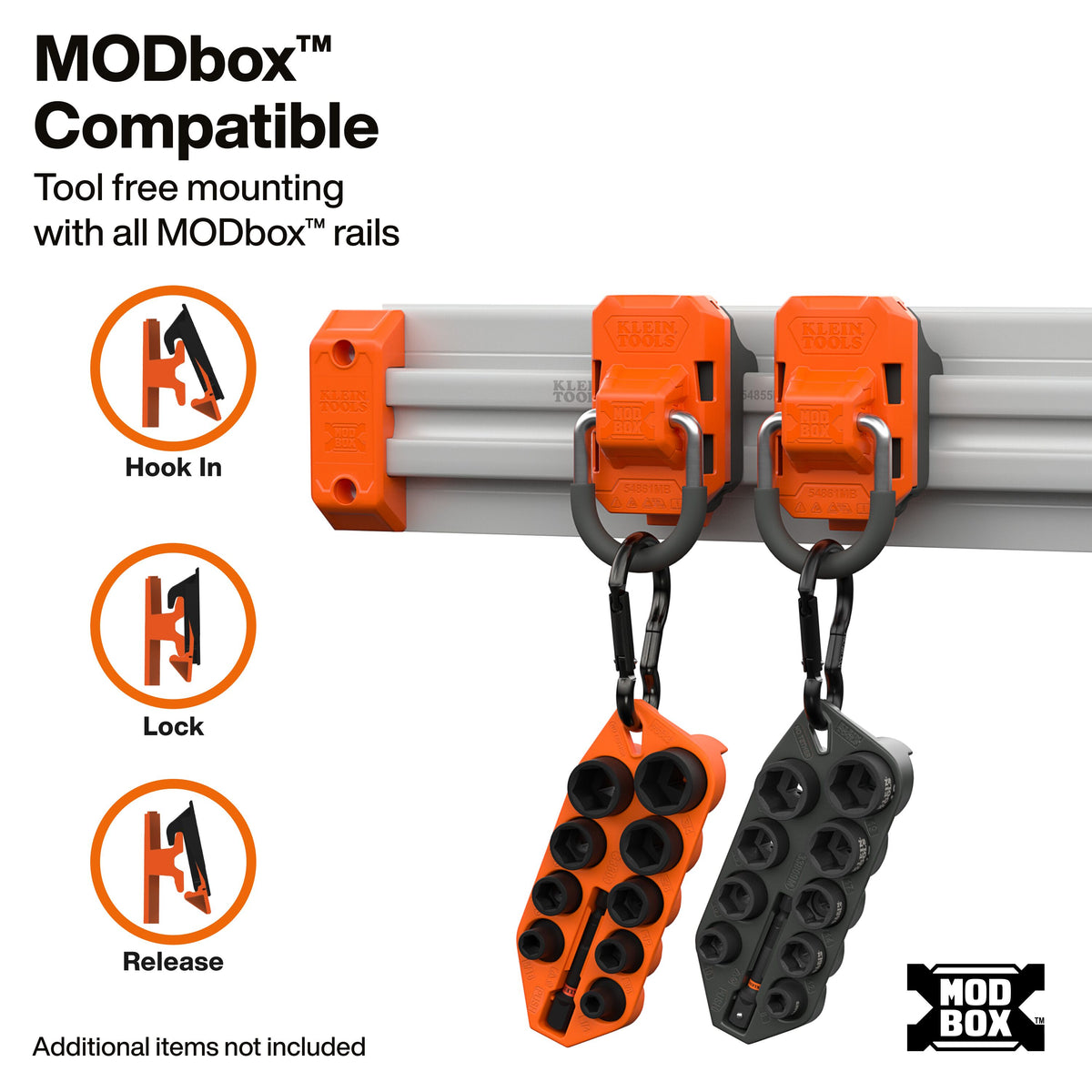 Klein Tools MODbox Wall System D-Ring 2-Pack (54861MB) low-profile anchor point mounted in a MODbox wall panel