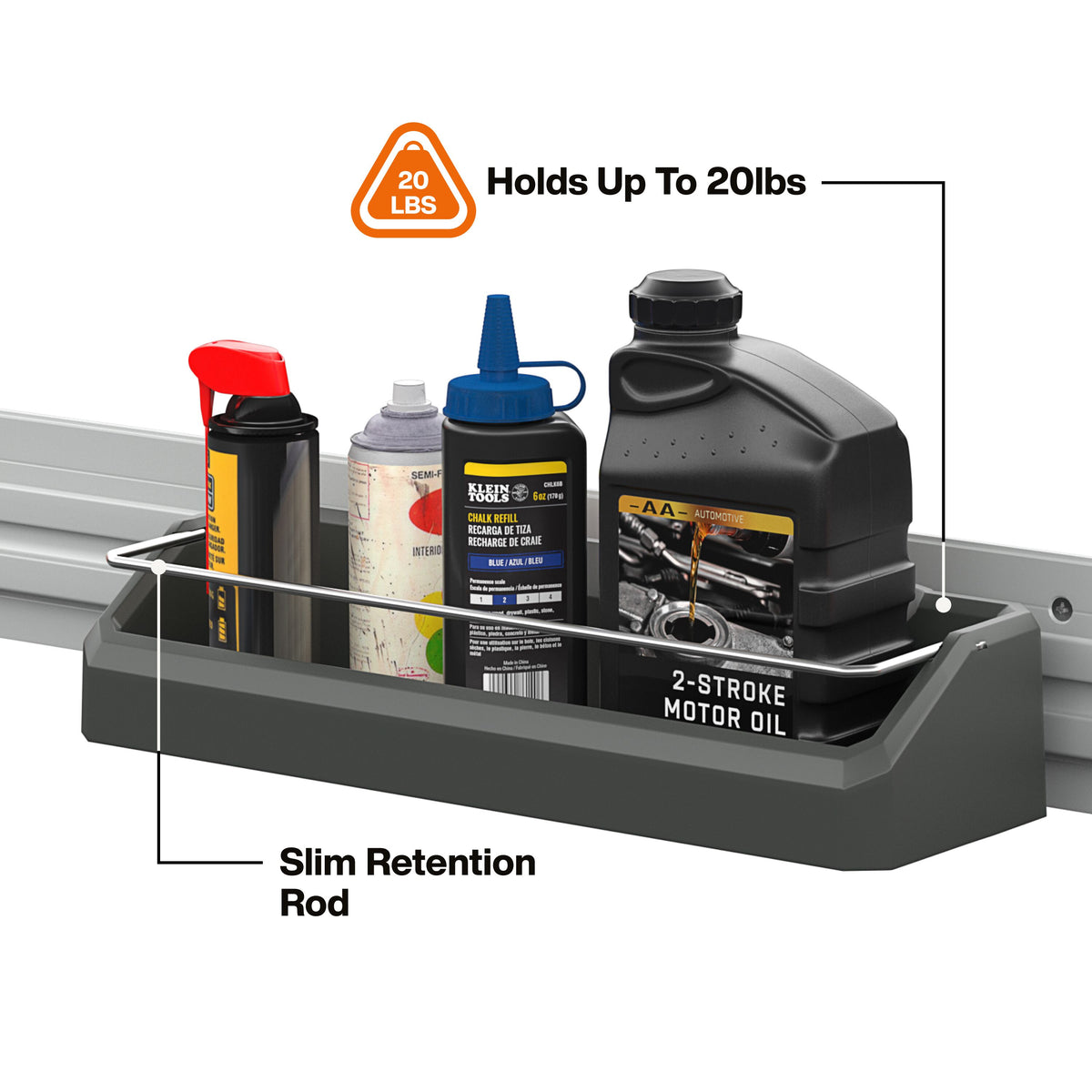 Klein Tools MODbox Wall System Narrow Shelf (54863MB) slim profile fitting a tight wall space