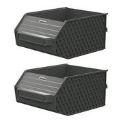 Klein Tools MODbox Wall System Large Bin 2-Pack (54864MB) two dark gray large wall bins with clear removable windows