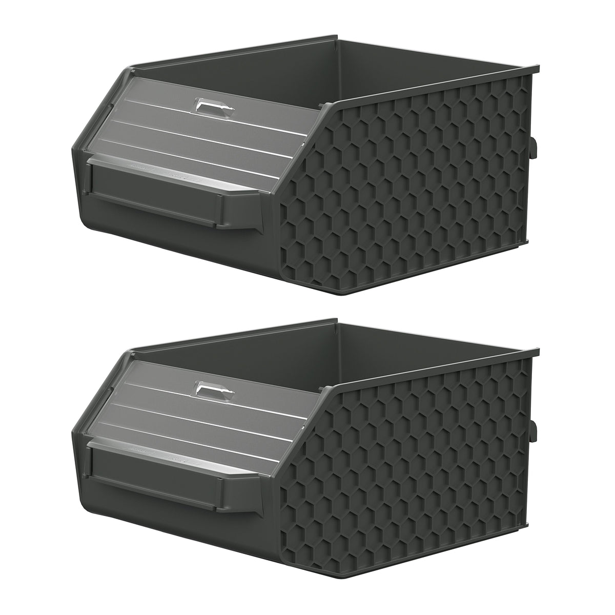 Klein Tools MODbox Wall System Large Bin 2-Pack (54864MB) two dark gray large wall bins with clear removable windows