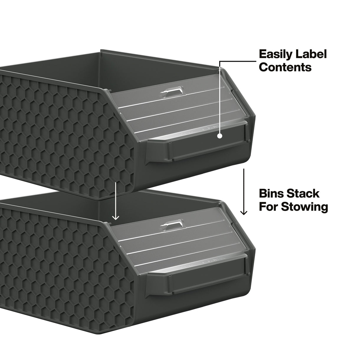 Klein Tools MODbox Wall System Large Bin 2-Pack (54864MB) bins nesting together off the wall for transport