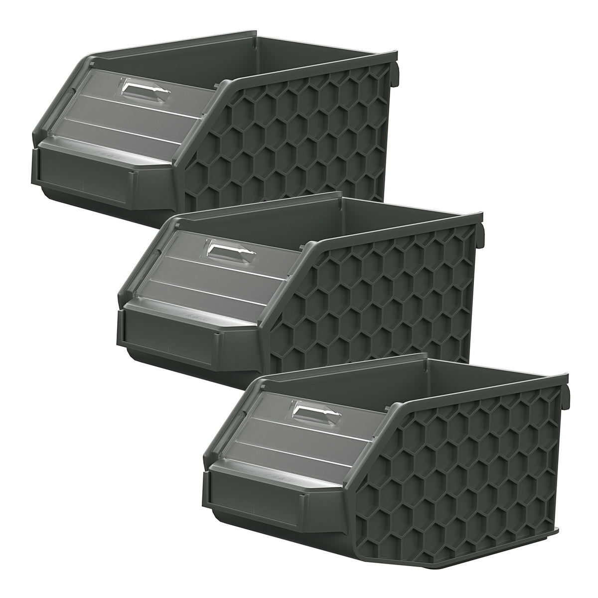 Klein Tools MODbox Wall System Small Bin 3-Pack (54865MB) three dark gray small wall bins with clear removable windows