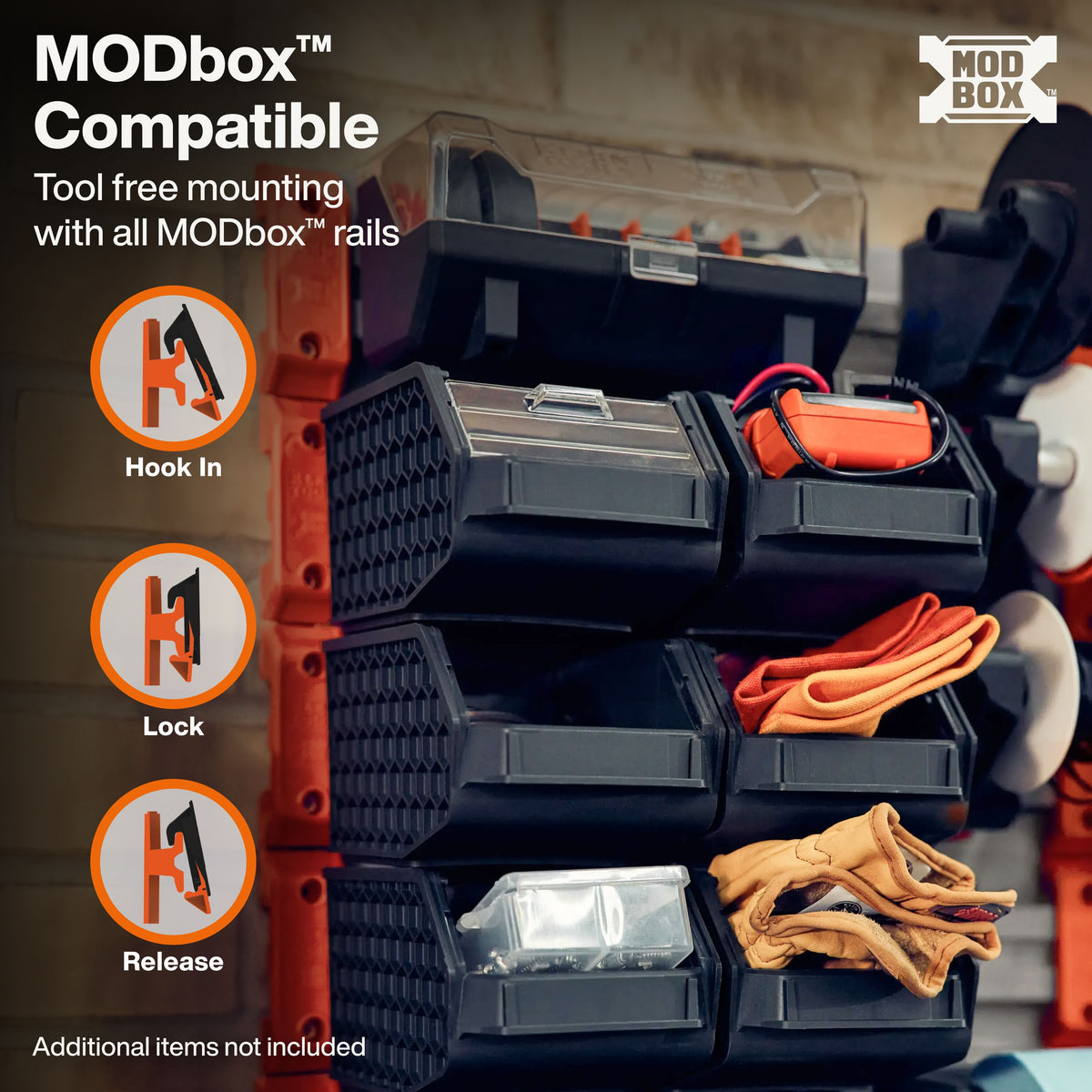 Klein Tools MODbox Wall System Small Bin 3-Pack (54865MB) clear window keeping small parts visible