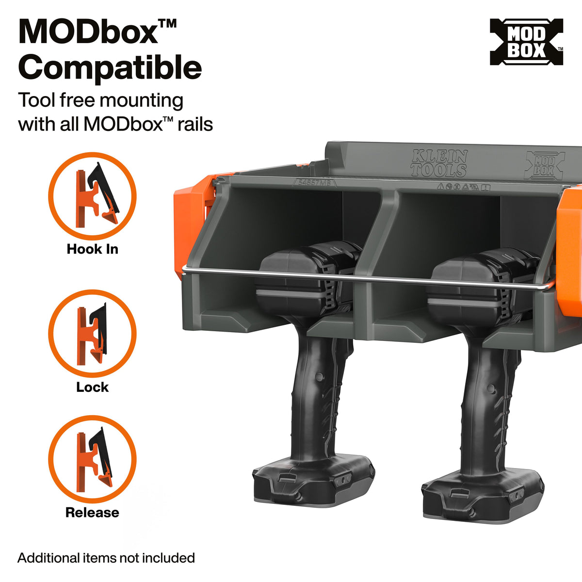 Klein Tools MODbox Wall System Power Tool Dock (54867MB) steel locking rod lifting for tool loading