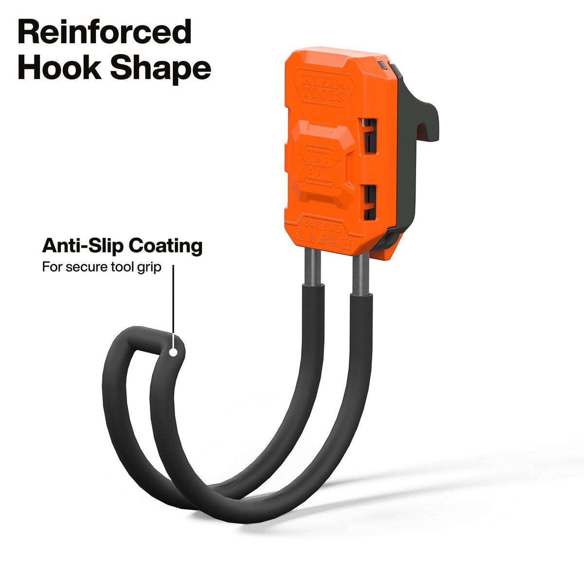 Klein Tools MODbox Wall System J-Hook (54876MB) snapping tool-free into a MODbox wall panel