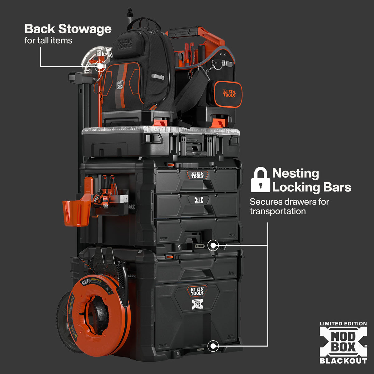 Klein Tools MODbox Blackout 3-Piece Rolling Storage Set (548BLKSTK), view 12