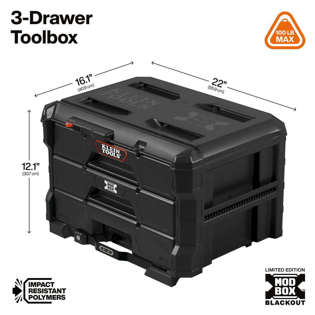 Klein Tools MODbox Blackout 3-Piece Rolling Storage Set (548BLKSTK), view 6