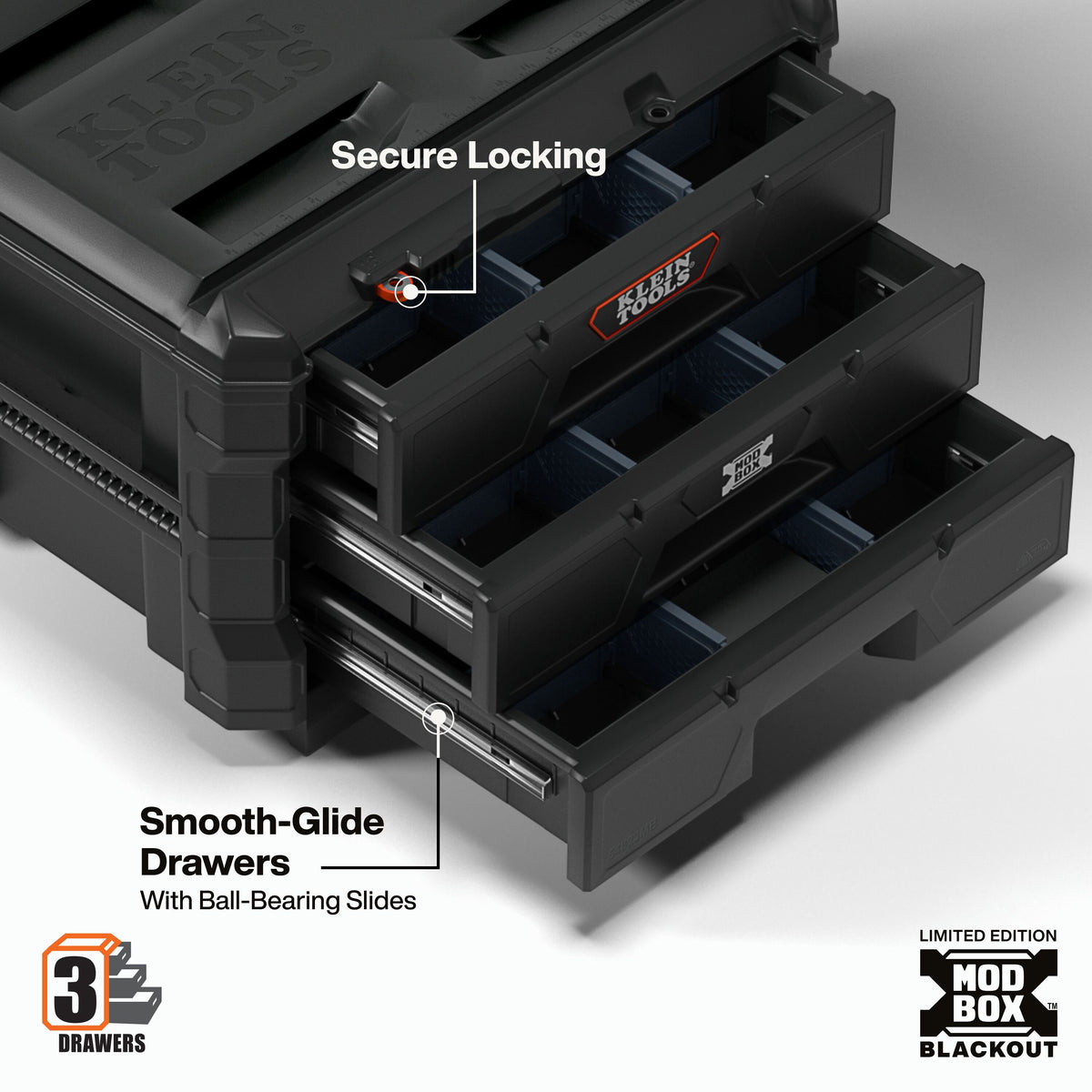 Klein Tools MODbox Blackout 3-Piece Rolling Storage Set (548BLKSTK), view 7