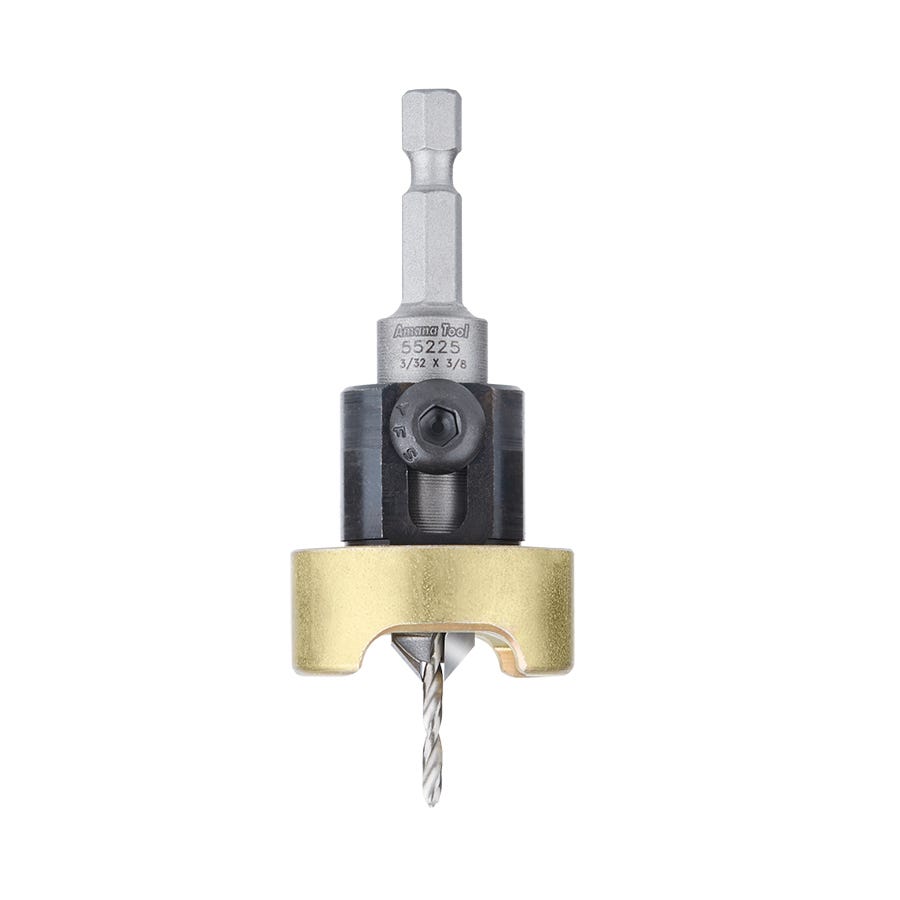 Amana Tools 55225 82 Degree Carbide Tipped Countersink, 3/8 in. Dia. x 3/32 in. Drill Dia. x 1/4 in. Quick-Release Hex Shank