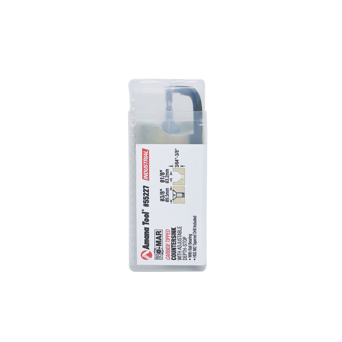 Amana Tools 55227 82 Degree Carbide Tipped Countersink, 3/8 in. Dia. x 1/8 in. Drill Dia. x 1/4 in. Quick-Release Hex Shank
