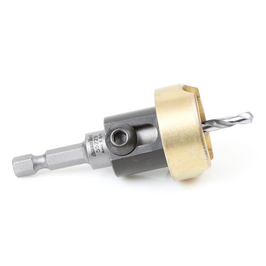 Amana Tools 55229 82 Degree Carbide Tipped Countersink, 3/8 in. Dia. x 5/32 in. Drill Dia. x 1/4 in. Quick-Release Hex Shank