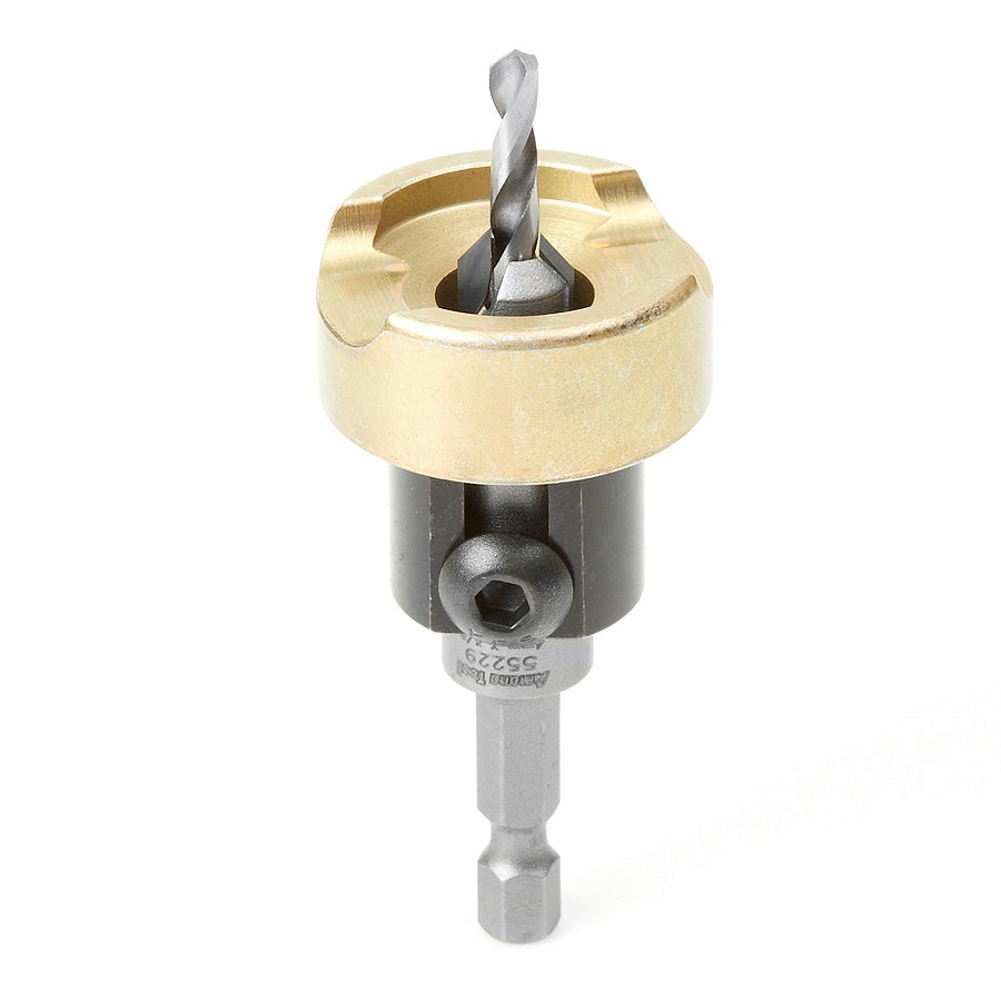 Amana Tools 55229 82 Degree Carbide Tipped Countersink, 3/8 in. Dia. x 5/32 in. Drill Dia. x 1/4 in. Quick-Release Hex Shank