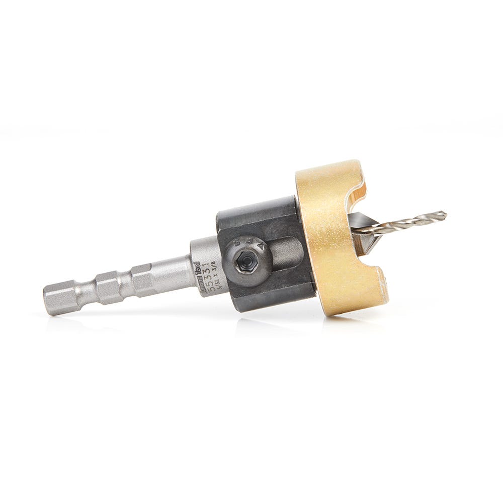 Amana Tools 55331 82 Degree Carbide Tipped Countersink, 3/8 in. Dia. x 3/32 in. Drill Dia. x 1/4 in. Shank for Festool CENTROTEC System