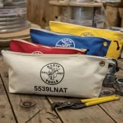 Klein Tools 5539LCPAK Zipper Bags, Large Canvas Tool Pouches, Assorted Colors, 3-Pack