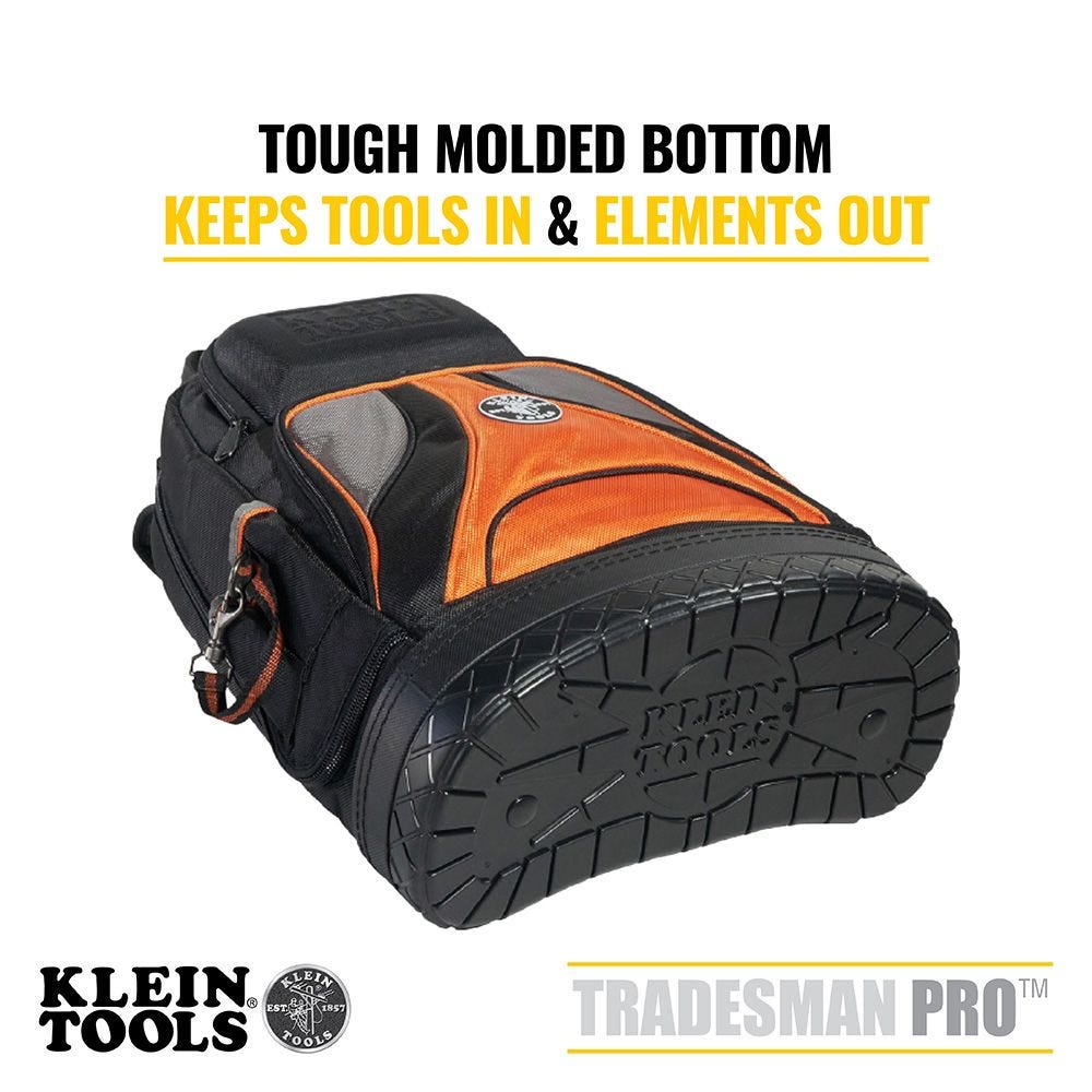 Klein 55421BP14 Tradesman Pro Tool Bag Backpack, 39 Pockets, Black, 14-Inch