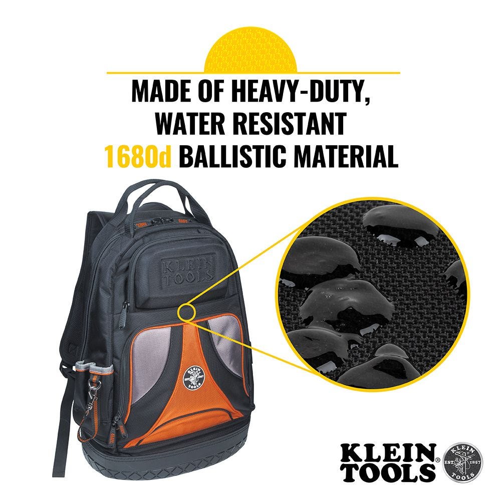 Klein 55421BP14 Tradesman Pro Tool Bag Backpack, 39 Pockets, Black, 14-Inch