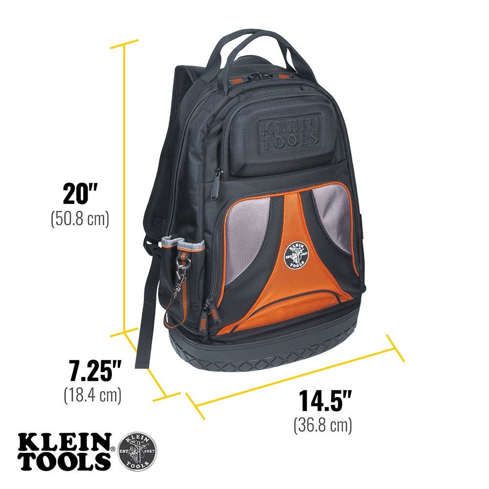 Klein 55421BP14 Tradesman Pro Tool Bag Backpack, 39 Pockets, Black, 14-Inch