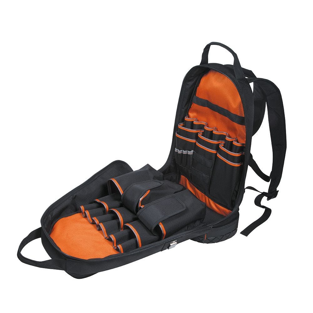 Klein 55421BP14 Tradesman Pro Tool Bag Backpack, 39 Pockets, Black, 14-Inch
