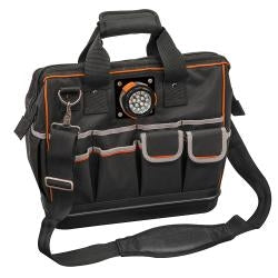 Klein Tools 55431 Tool Bag, Tradesman Pro Lighted Tool Bag, 31 Pockets, 15-Inch