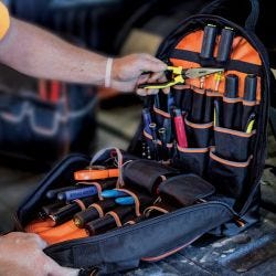 Klein Tools 55475 Tradesman Pro Tool Bag Backpack, 35 Pockets, Black, 17.5-Inch
