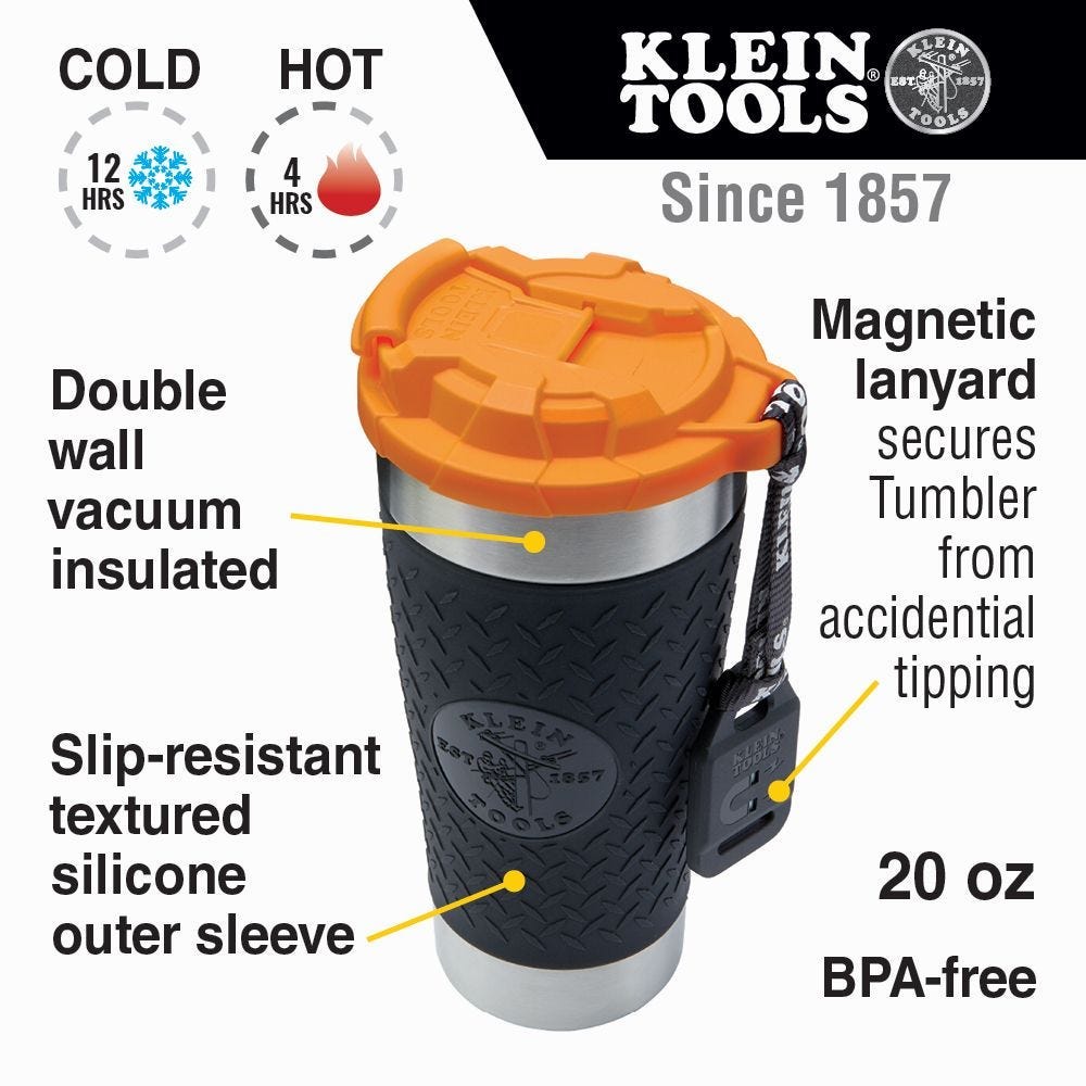 Klein Tools 20 oz. Insulated Stainless Steel Tradesman Tumbler with MODbox Cup Holder Attachment