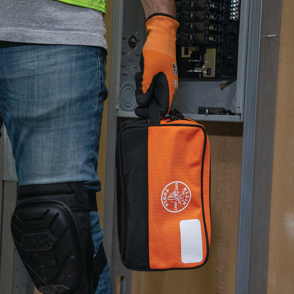 Klein orange double zipper bag organizing tools and small parts