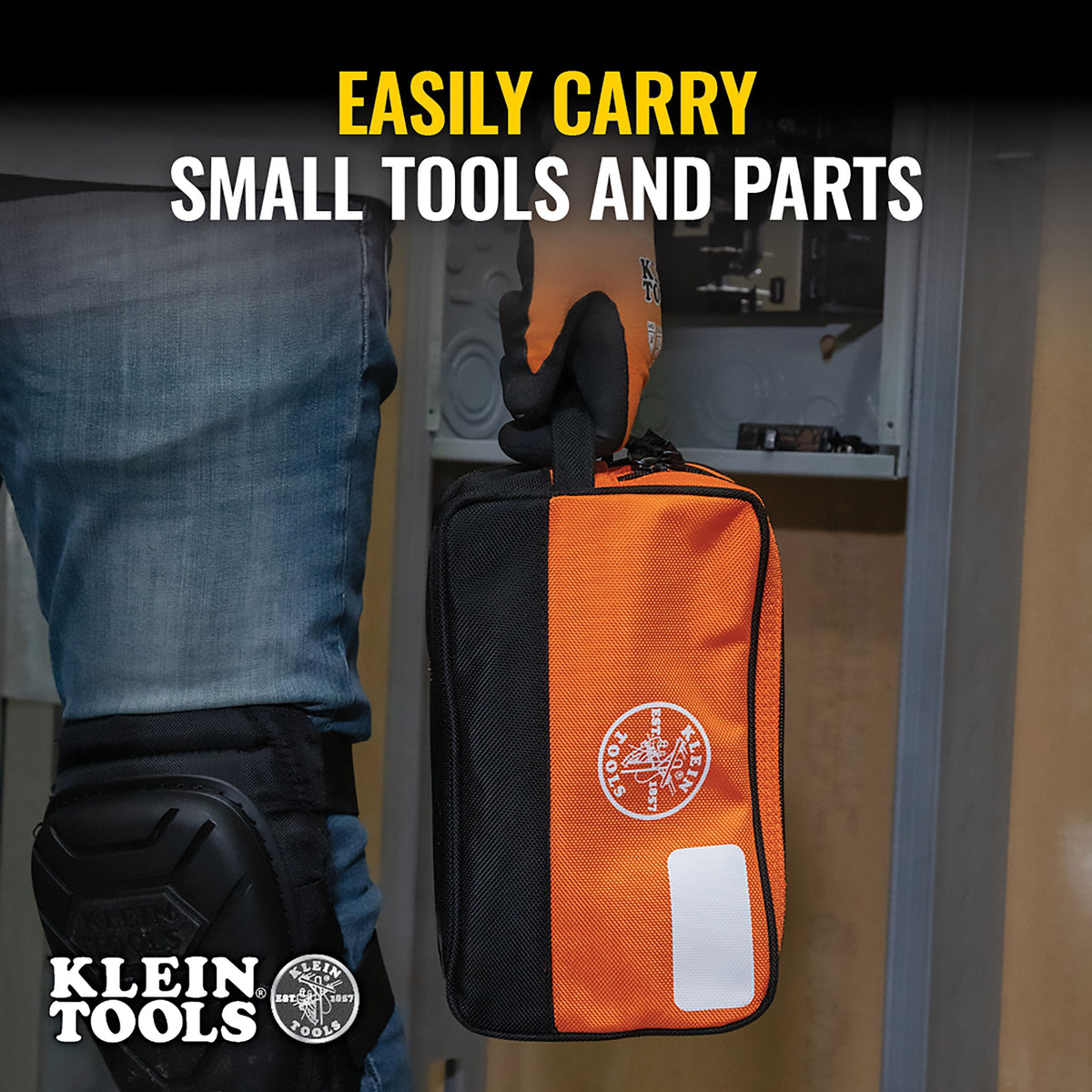 Klein orange double zipper bag carry handle
