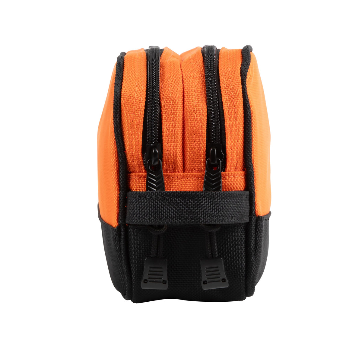 Klein orange double zipper bag side view